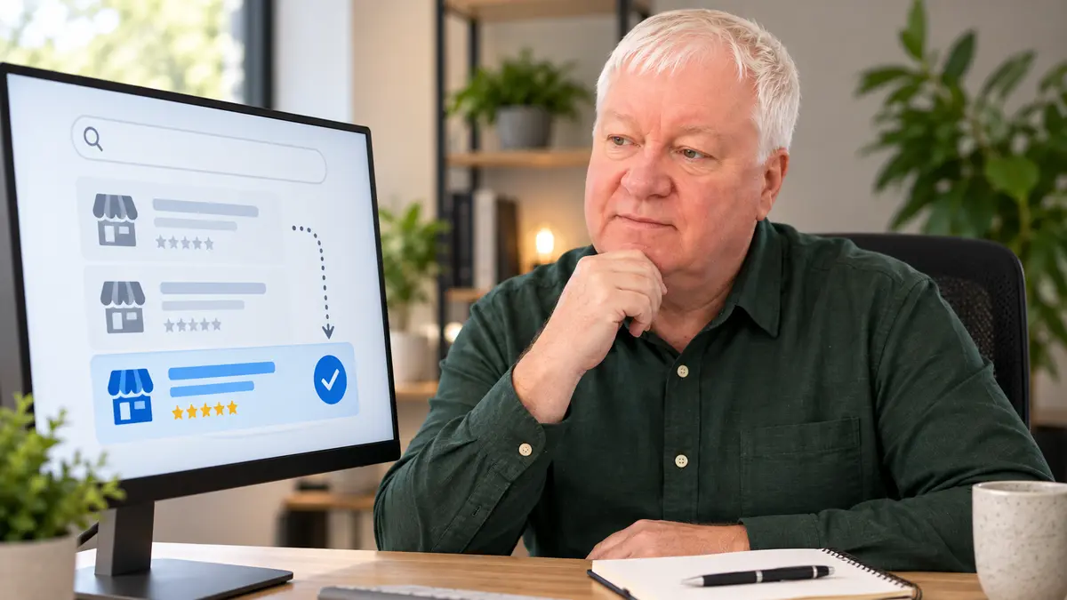 Barrie Evans explaining the difference between being found online and being chosen by customers