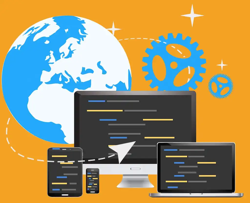 Local business website displayed across multiple devices