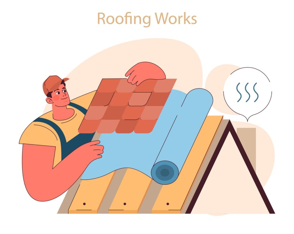 illustration of a roofing worker for use on a roofer website